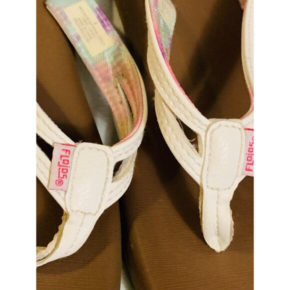 Flojos Women's White Tie Dye Thong Flip Flops Size 8 Fabric Lining - Picture 5 of 6